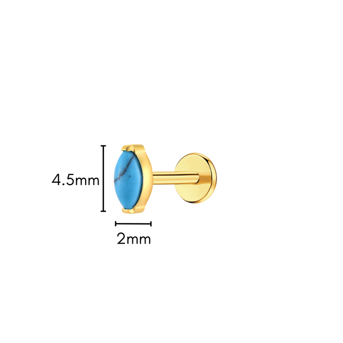 Turquoise Marquise Flat Back Stud
