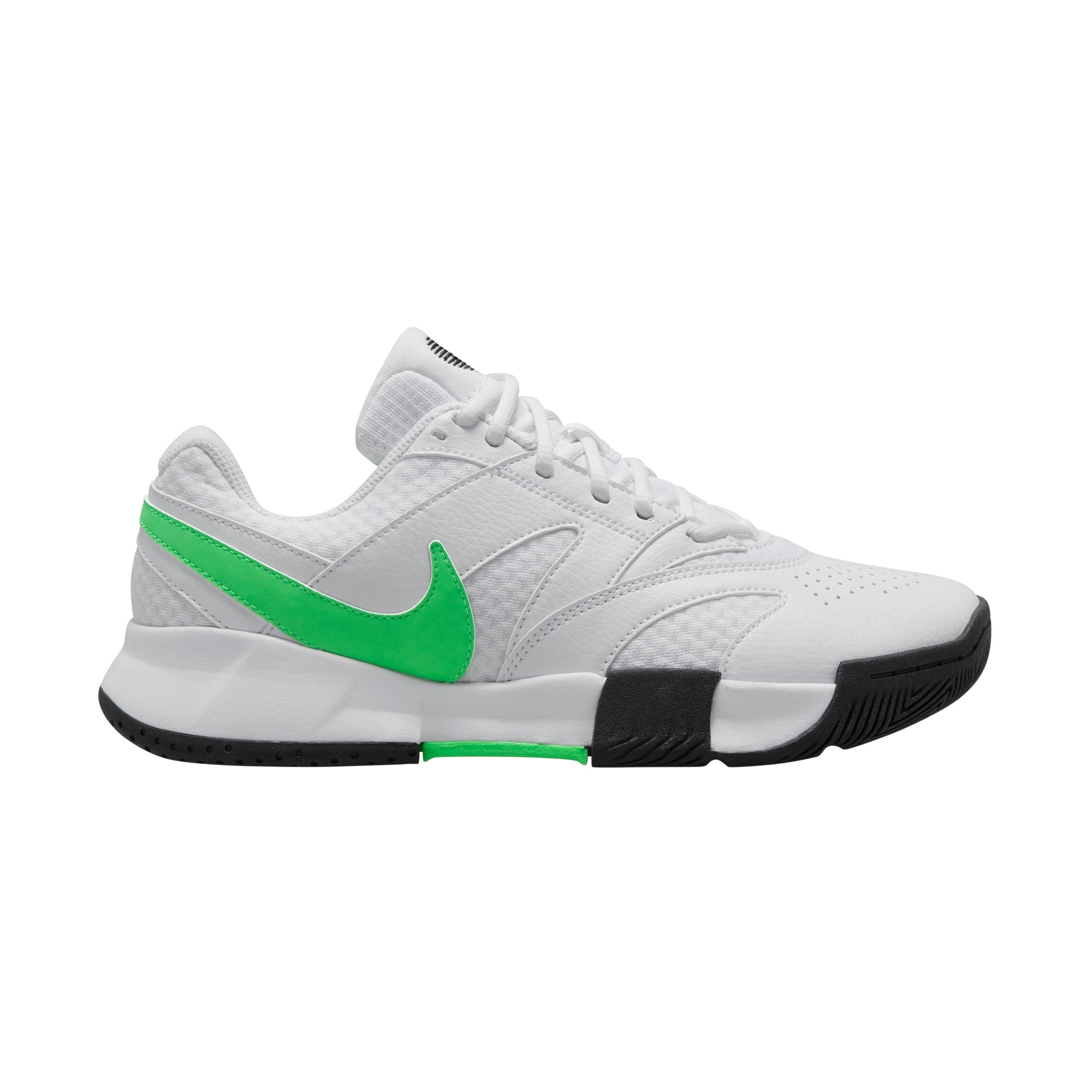 Nike Women's Lite 4 Tennis Shoes in White/Poison Green-Black