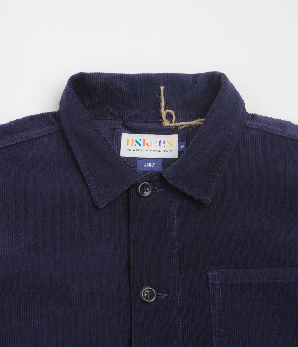 Uskees 3001 Cord Buttoned Overshirt - Deep Indigo