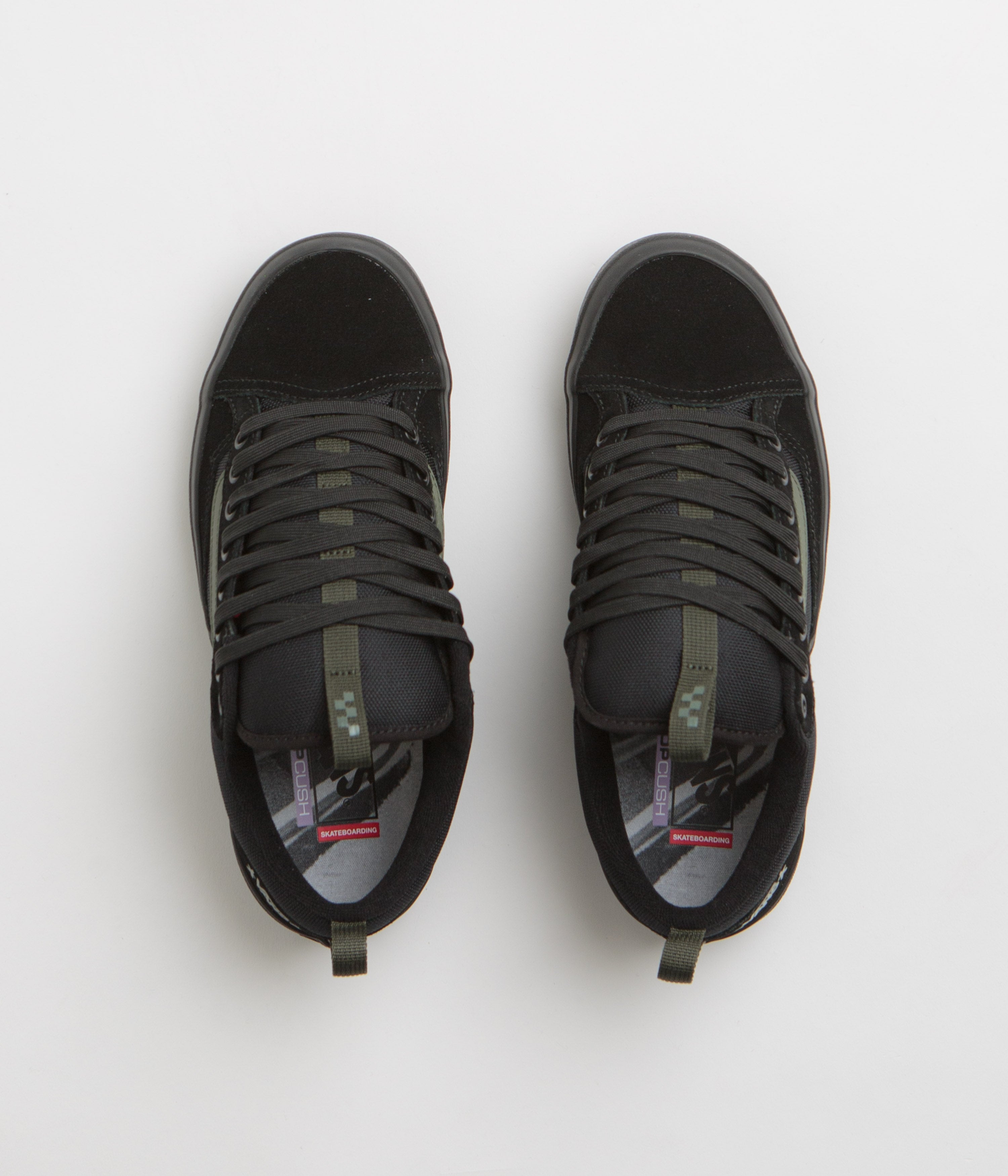 Vans Skate Old Skool 36+ Shoes - (Atiba) Black / Dark Green