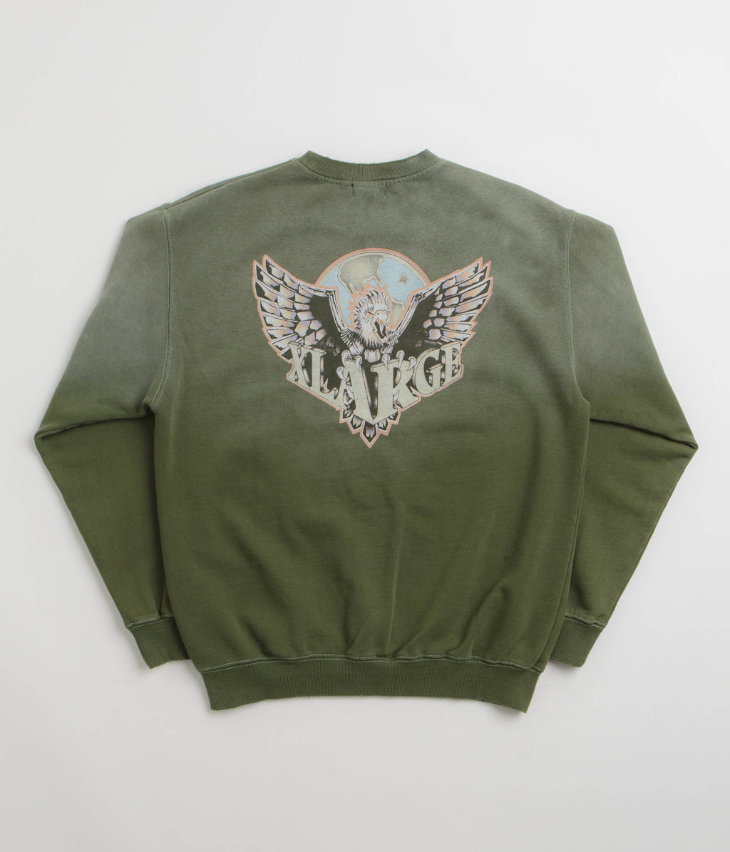 XLarge Eagle Wings To The World Crewneck Sweatshirt - Olive
