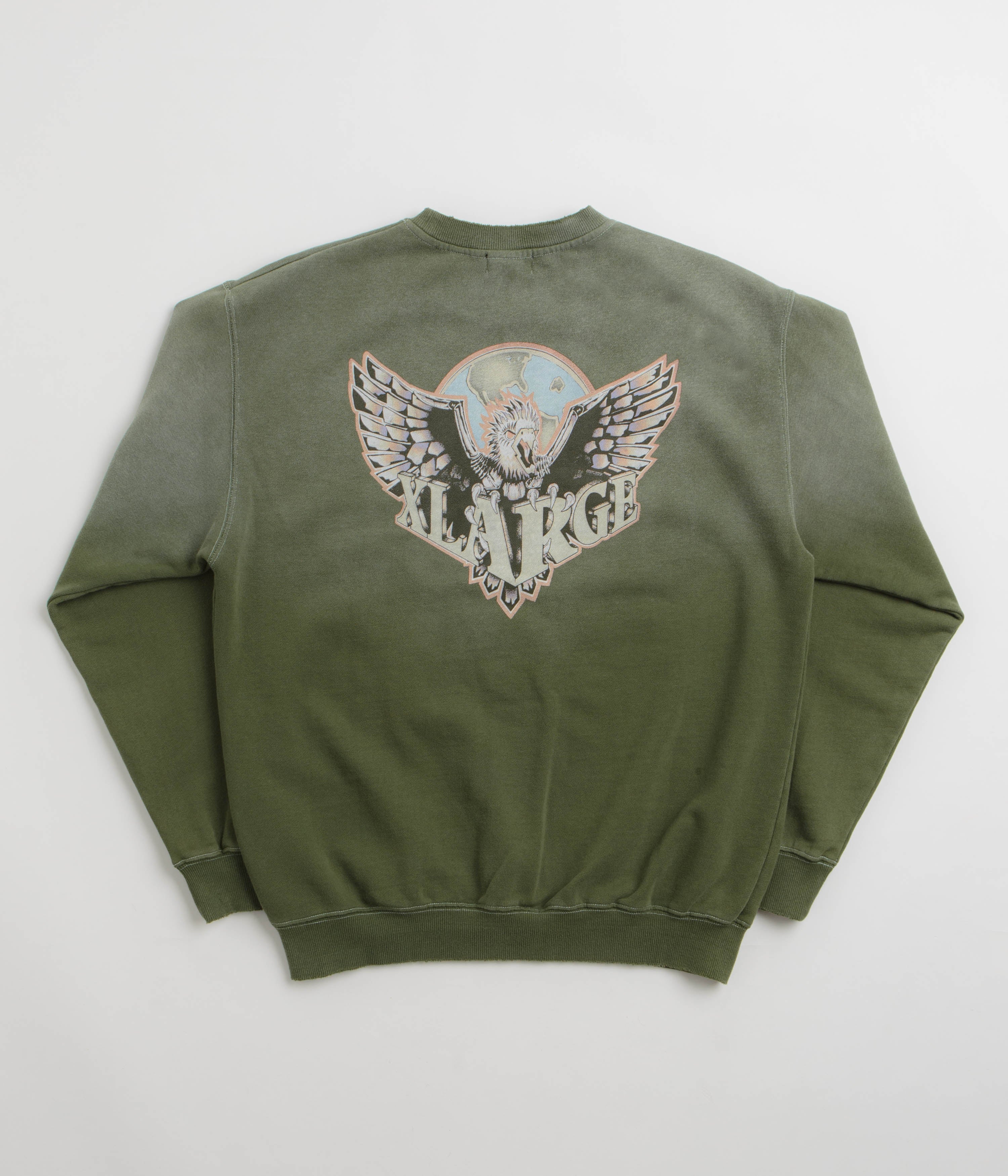 XLarge Eagle Wings To The World Crewneck Sweatshirt - Olive