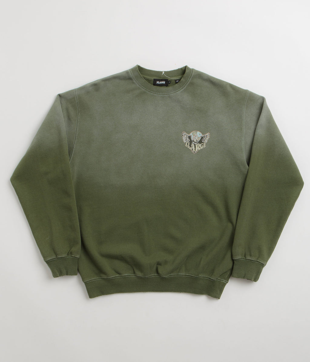 XLarge Eagle Wings To The World Crewneck Sweatshirt - Olive
