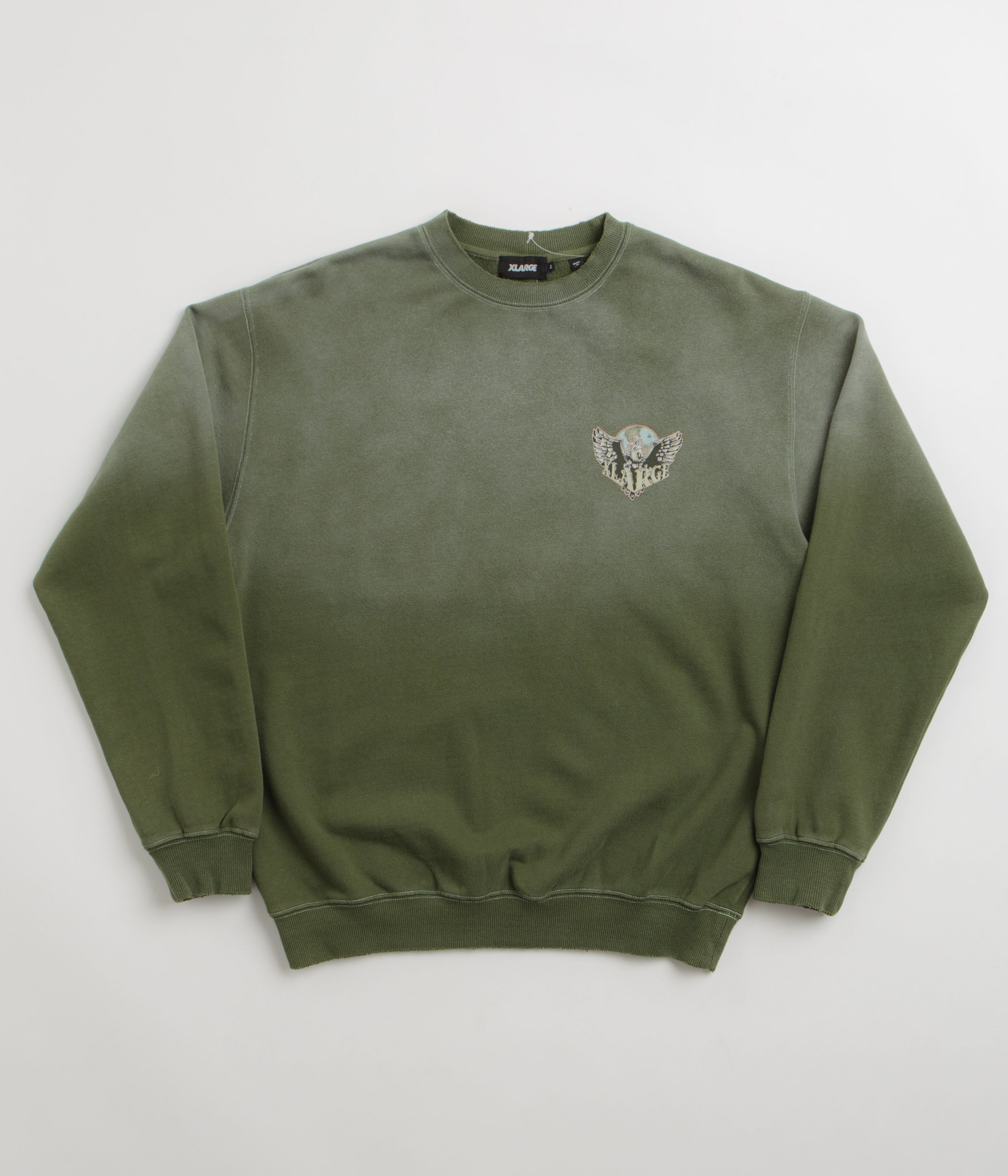 XLarge Eagle Wings To The World Crewneck Sweatshirt - Olive