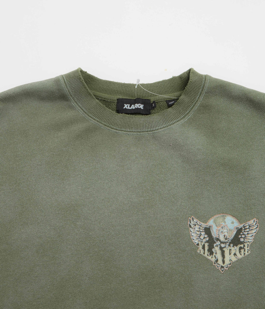 XLarge Eagle Wings To The World Crewneck Sweatshirt - Olive