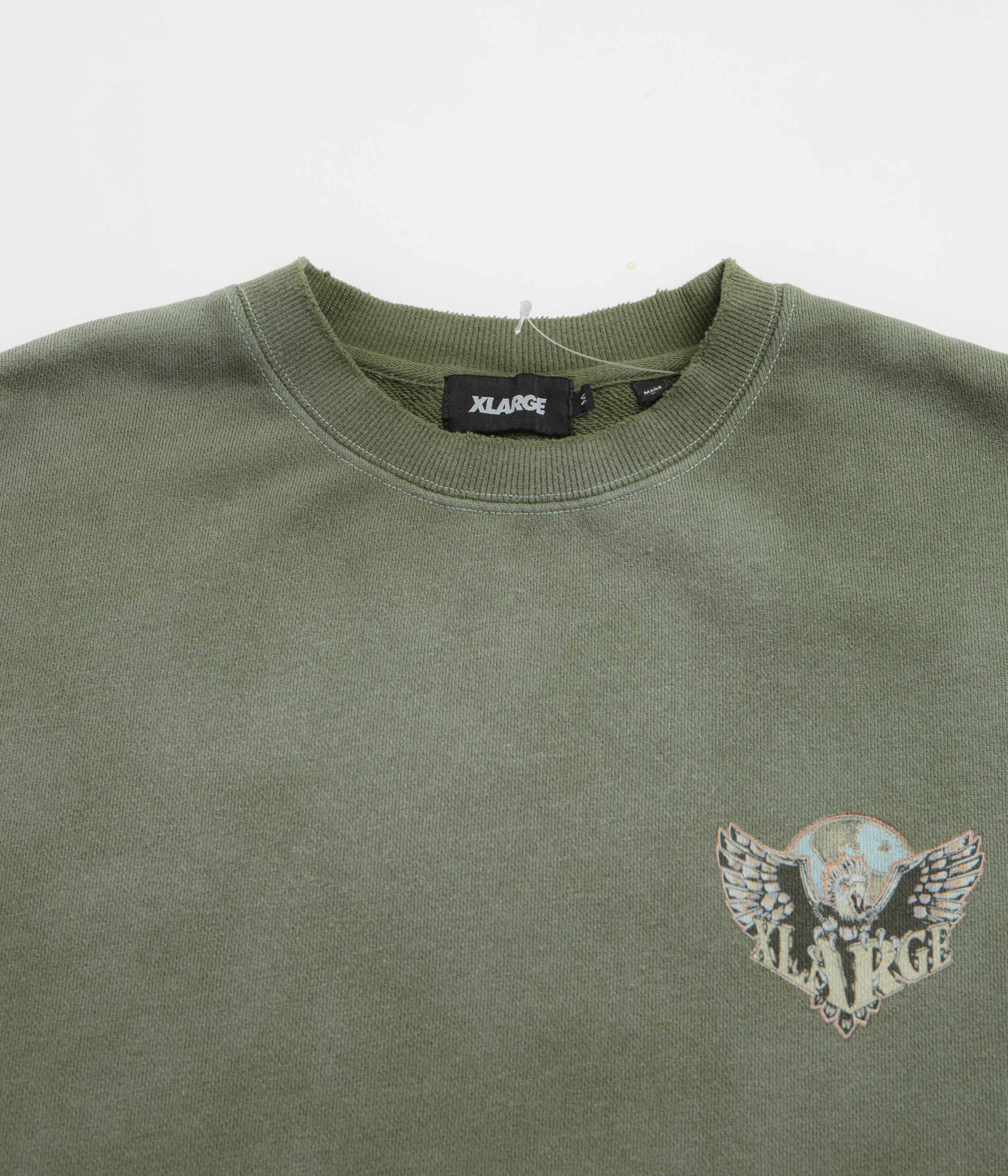 XLarge Eagle Wings To The World Crewneck Sweatshirt - Olive